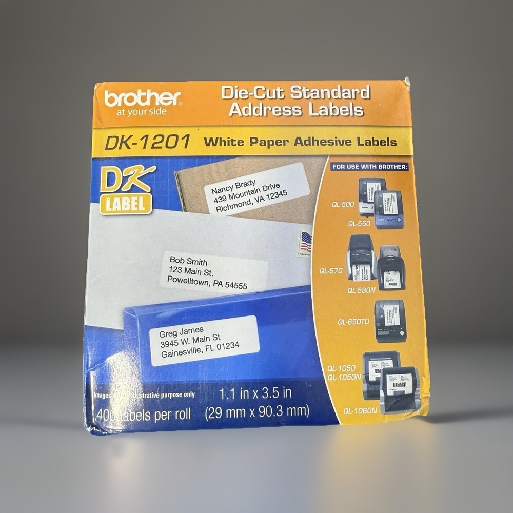 Brother DK-1201 Standard Address Labels 3 Pack White Paper Adhesive DK1201